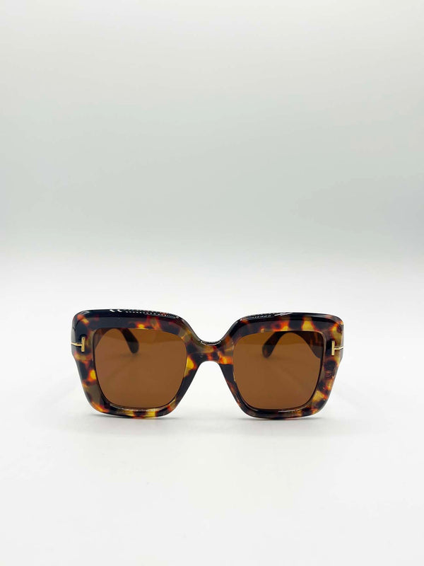 svnx Bold Square Sunglasses in Leopard Brown