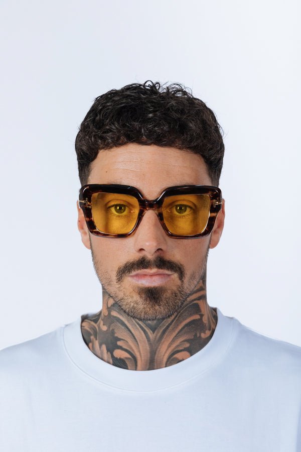 Svnx Bold Square Sunglasses In Leopard Yellow