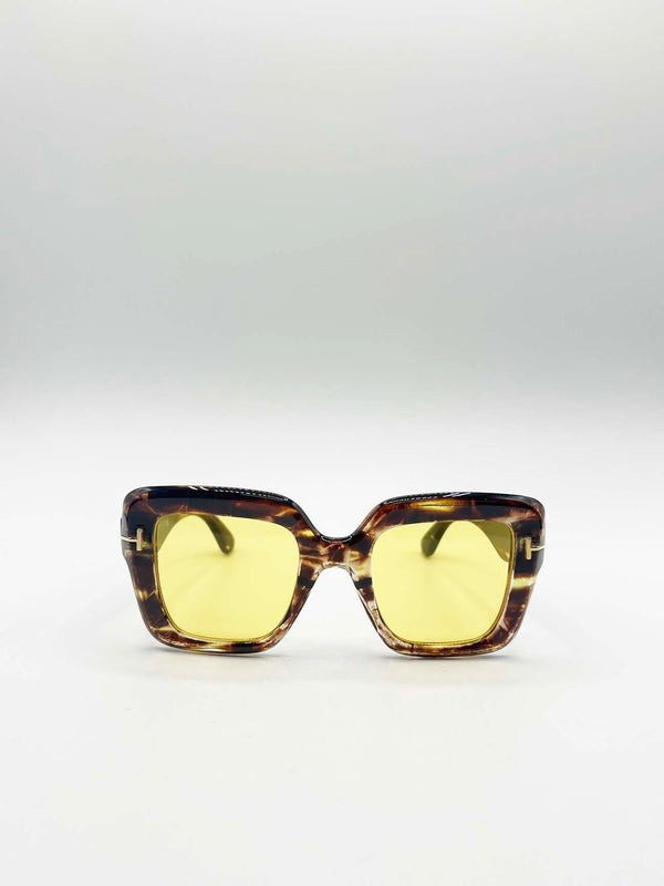 Svnx Bold Square Sunglasses In Leopard Yellow