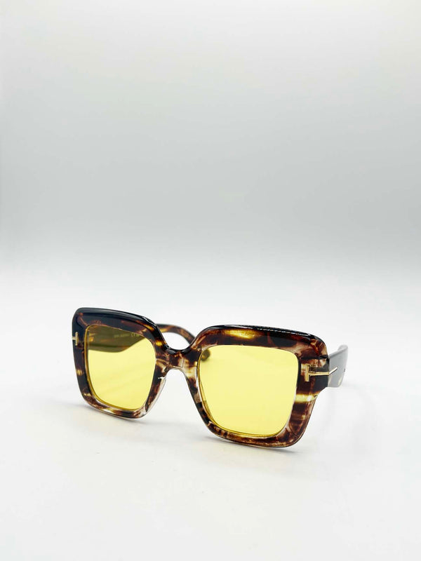 Svnx Bold Square Sunglasses In Leopard Yellow