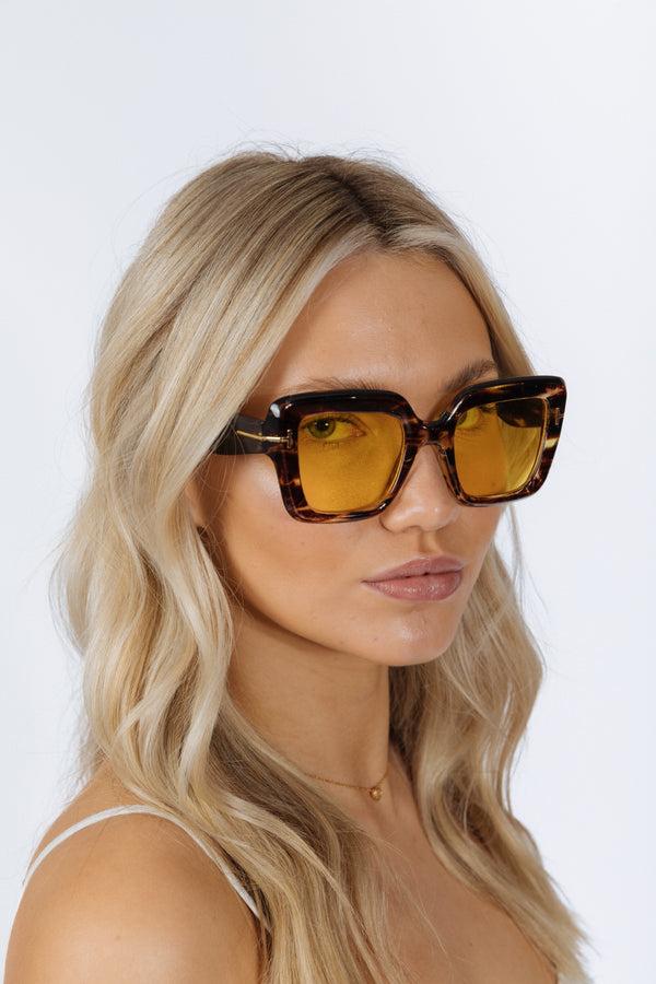svnx Bold Square Sunglasses in Leopard Yellow