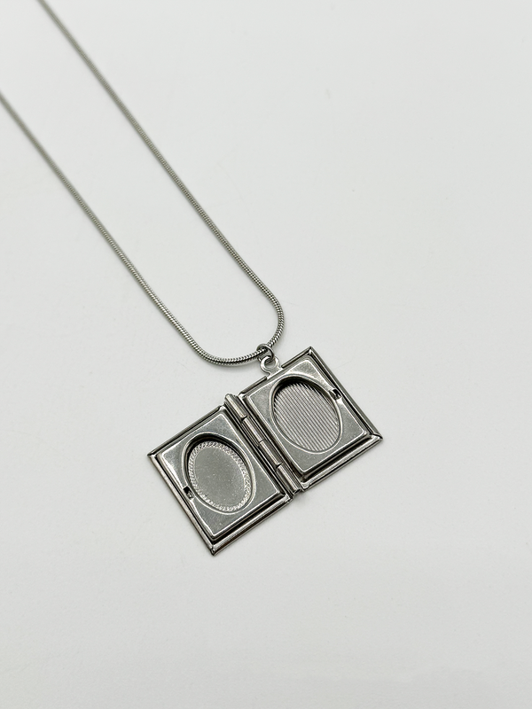 Svnx Booklet Locket Pendant Necklace In Silver