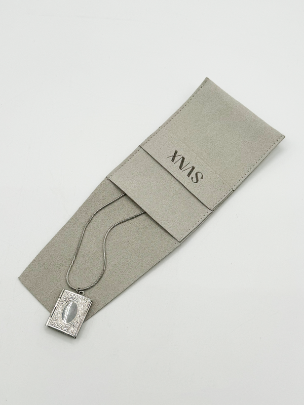 svnx Booklet Locket Pendant Necklace in Silver