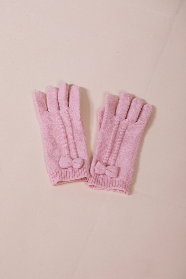 Svnx Bow Knitted Gloves In Pink