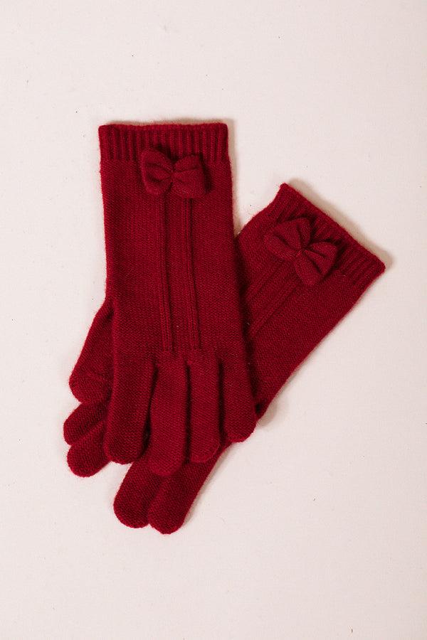 Svnx Bow Knitted Gloves In Red