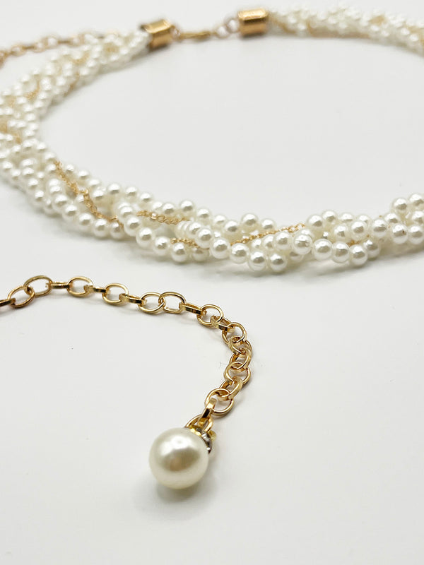 Svnx Braided Pearl Chain Belt In Gold
