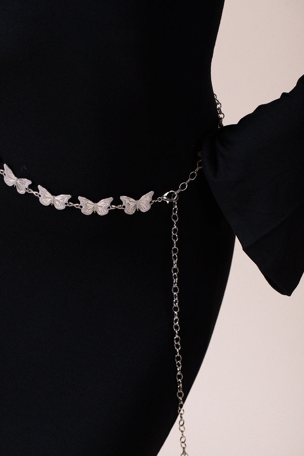 Svnx Butterfly Chain Belt In Silver