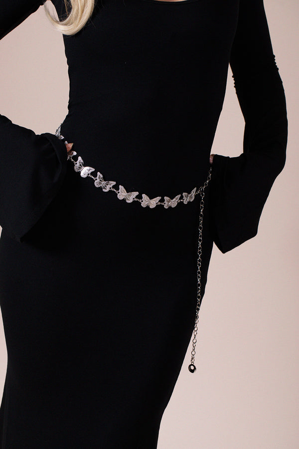 svnx Butterfly Chain Belt In Silver