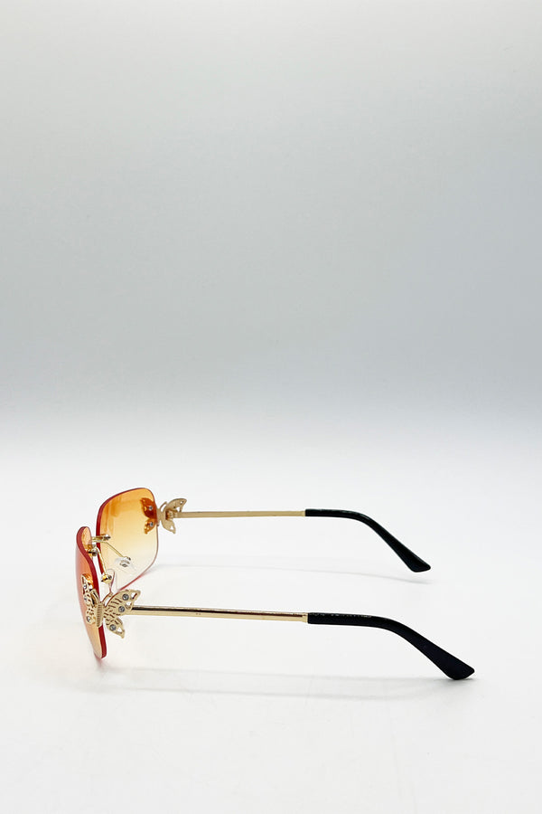 Svnx Butterfly Y2K Rimless Sunglasses