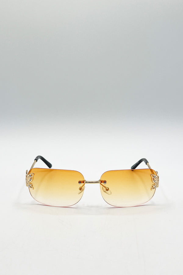 svnx Butterfly Y2K Rimless Sunglasses