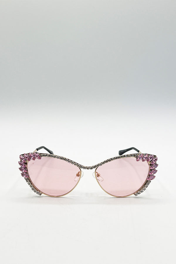 Svnx Cat-Eye Diamante Sunglasses In Pink