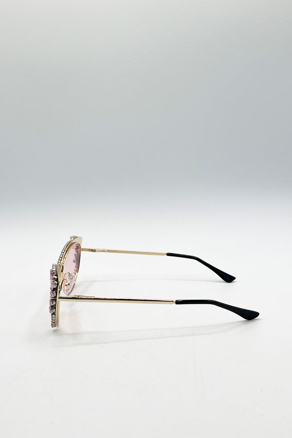 Svnx Cat-Eye Diamante Sunglasses In Pink