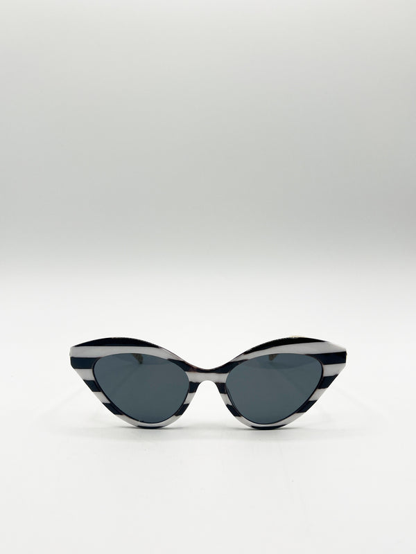 svnx Cat-Eye Sunglasses in Black White Stripe
