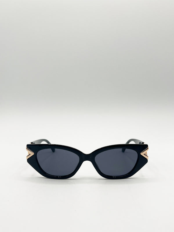 svnx Cat-Eye Sunglasses with Side Detail in Black