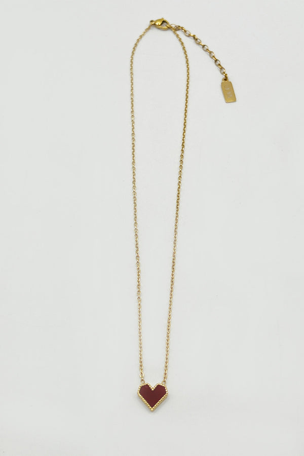 Svnx Cherry Red Heart Pendant Necklace - Gift Boxed