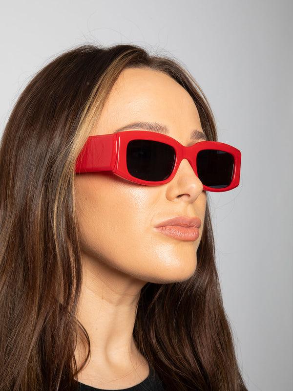 Svnx Chunky Rectangle Sunglasses In Red