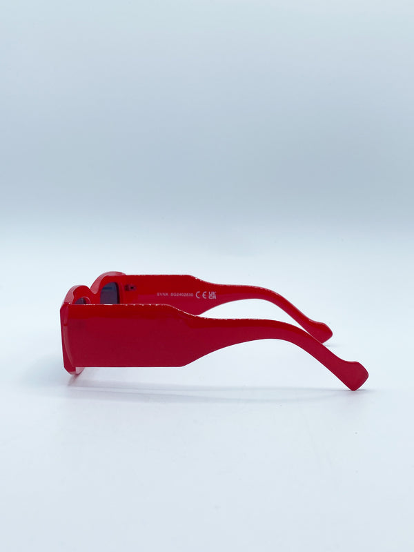 Svnx Chunky Rectangle Sunglasses In Red