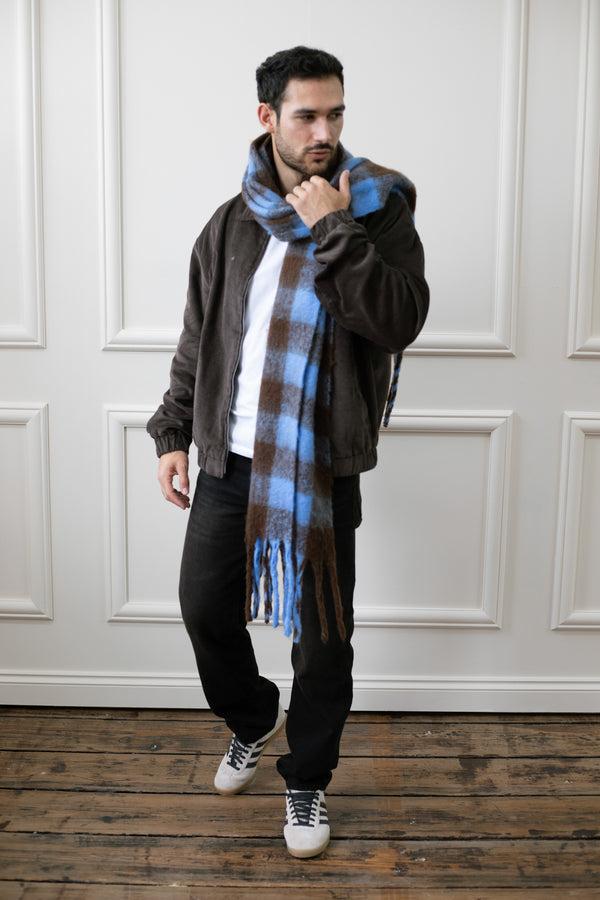 Svnx Chunky Scarf In Brown And Blue Check