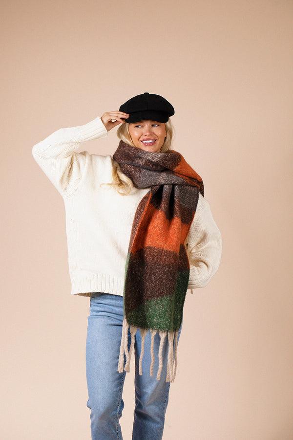 Svnx Chunky Scarf In Brown Orange