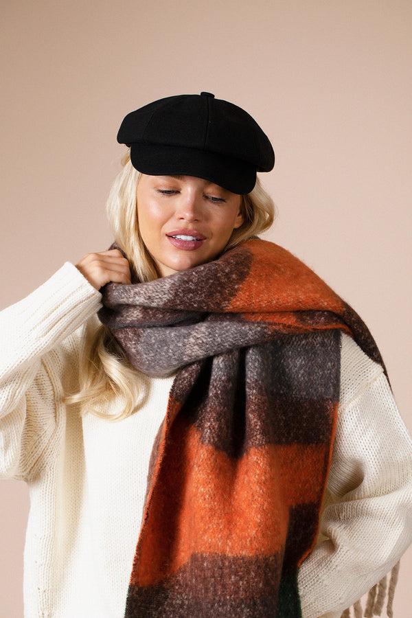 svnx Chunky Scarf In Brown Orange