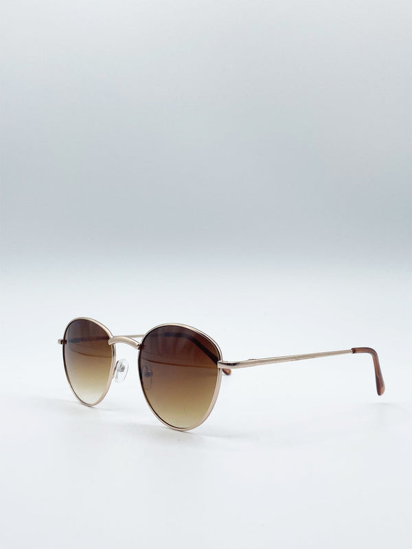 Svnx Classic Round Metal Frame Sunglasses