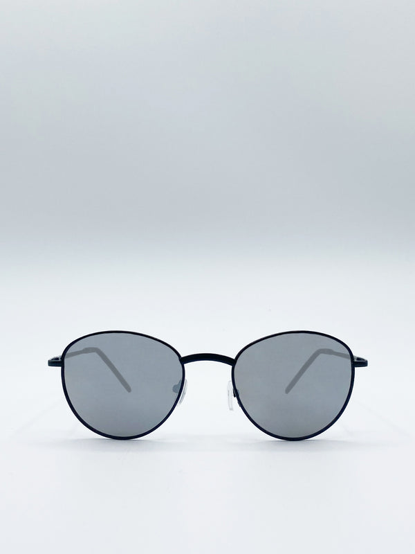 svnx Classic Round Sunglasses with Mirror Lenses