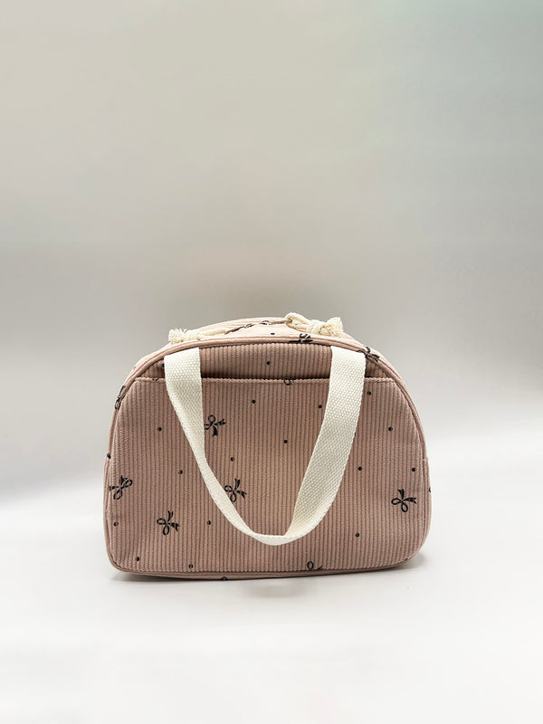 Svnx Corduroy Bow Insulated Lunch Holdall In Pink