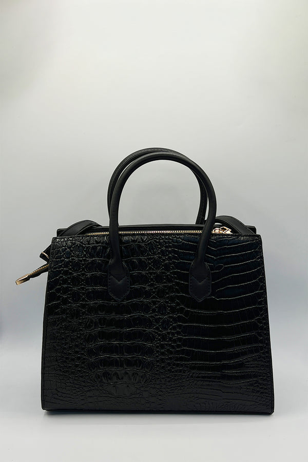 Svnx Croc Buckle Tote Bag In Black
