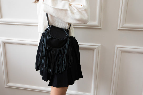 Svnx Cross Body PU Leather Tassel Bag