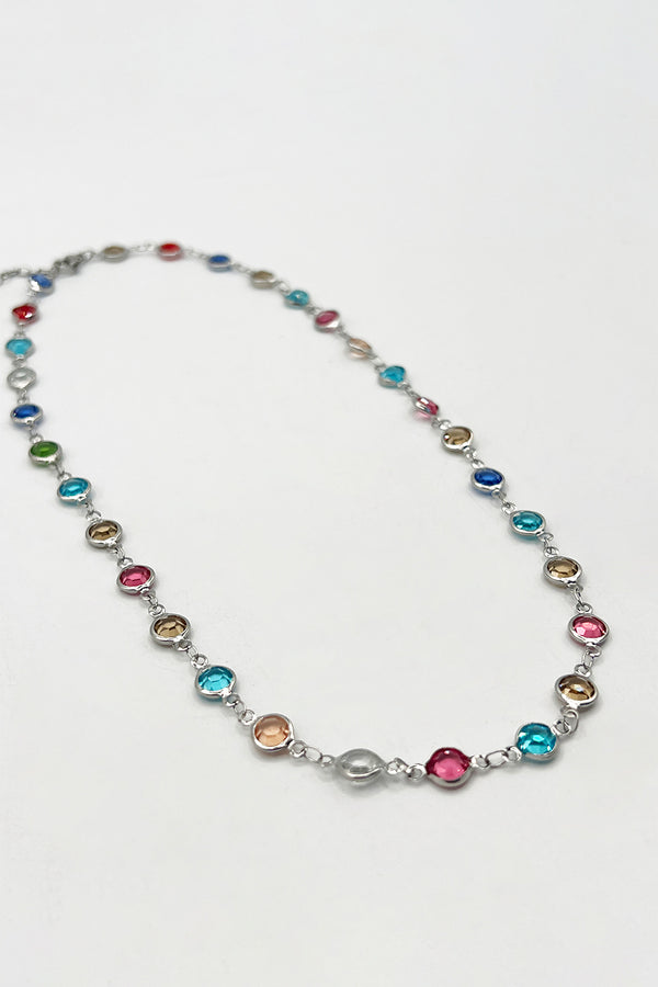 Svnx Crystal Chain Necklace In Multi - Gift Boxed