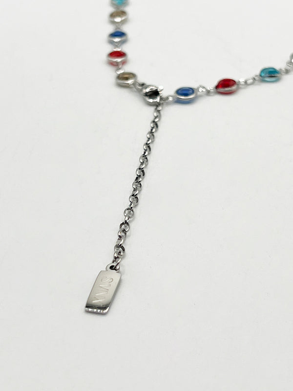 Svnx Crystal Chain Necklace In Multi - Gift Boxed