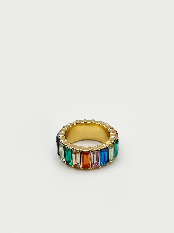 svnx Crystal gem Ring in multicolour