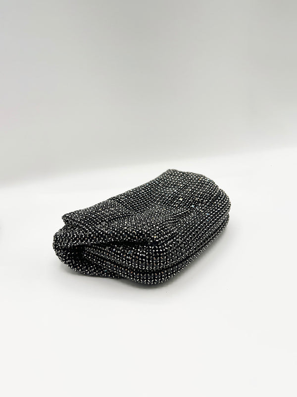 Svnx Crystal Pouch Clutch Bag In Black