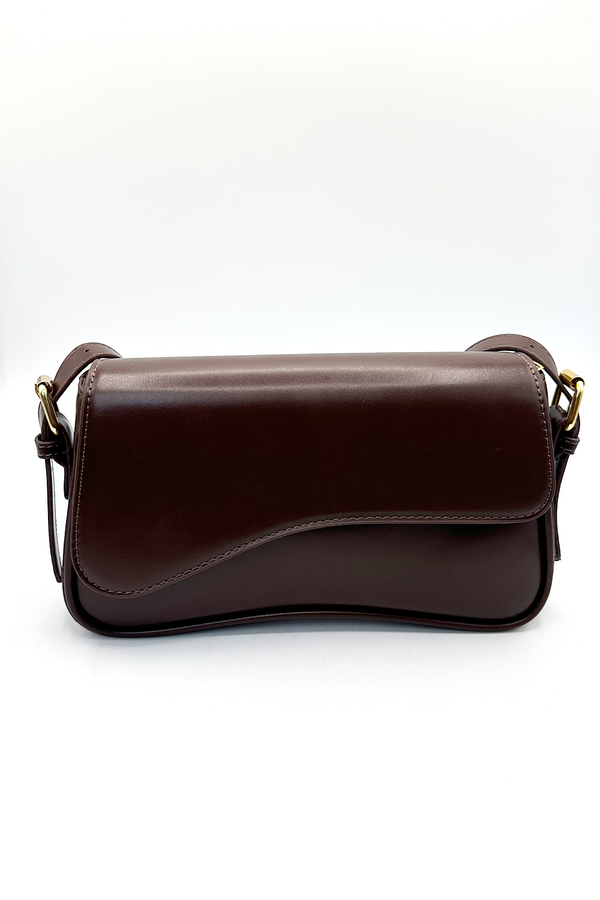 Svnx Curved Baguette Bag In Dark Brown