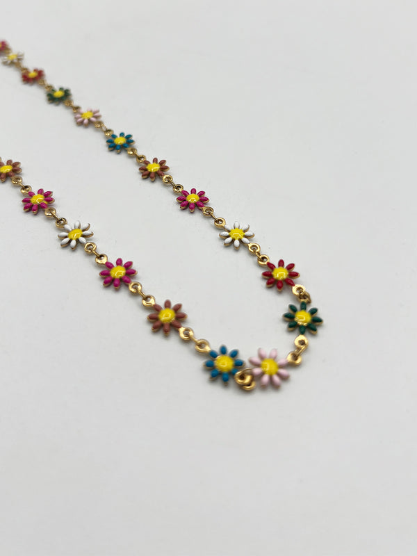 Svnx Daisy Chain Necklace In Multi Gold - Gift Boxed