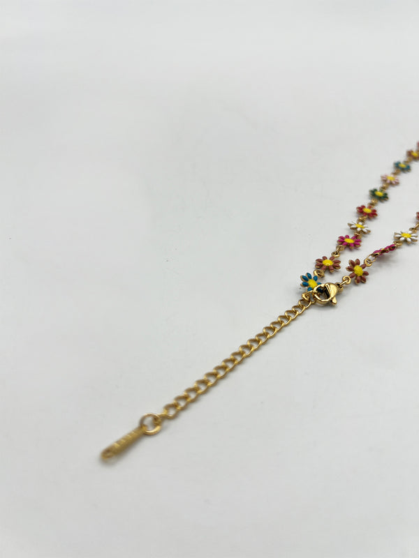 Svnx Daisy Chain Necklace In Multi Gold - Gift Boxed