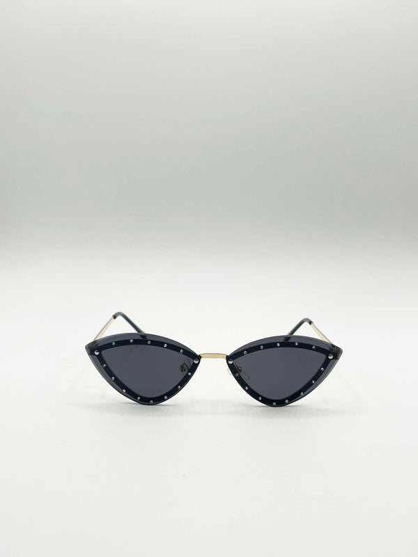 Svnx Diamante Cat-Eye Sunglasses In Black