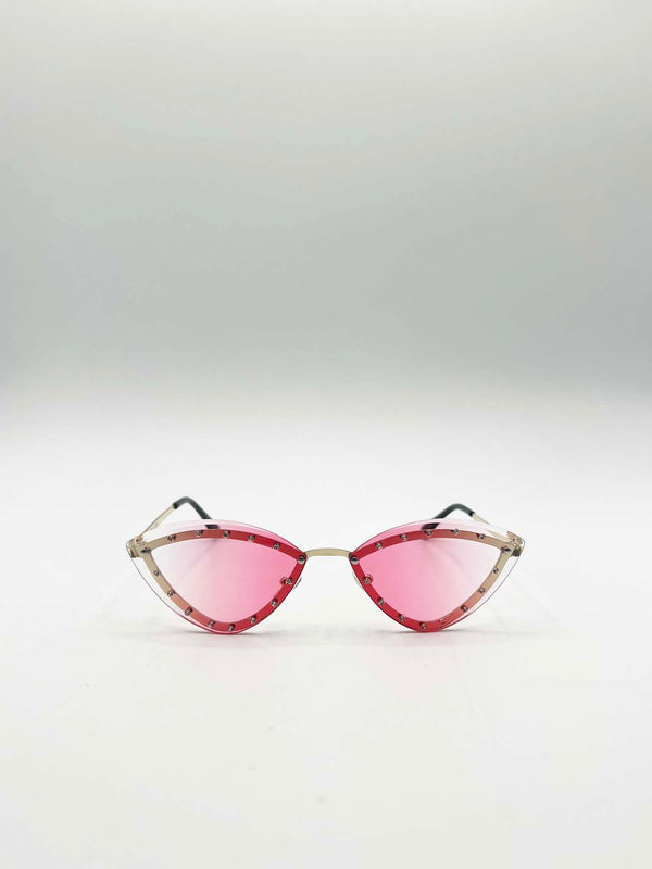 Svnx Diamante Cat-Eye Sunglasses In Pink