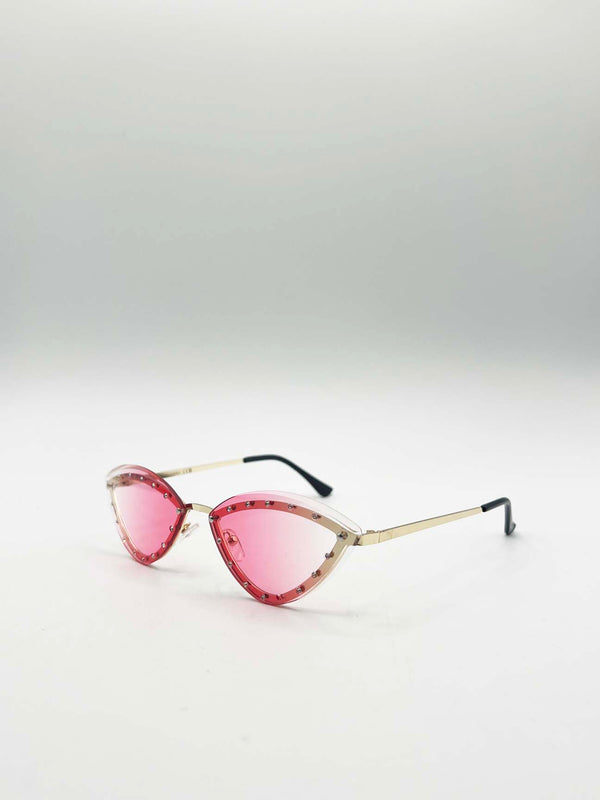 Svnx Diamante Cat-Eye Sunglasses In Pink