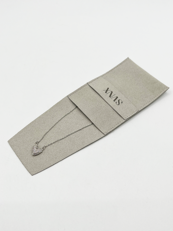 Svnx Diamante Heart Pendant Necklace In Silver