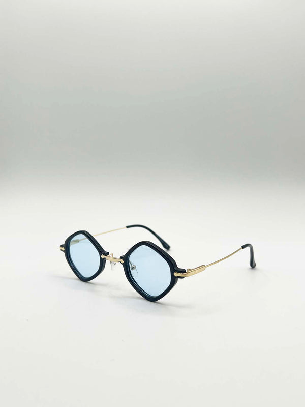 Svnx Diamond Shape Sunglasses In Black Blue