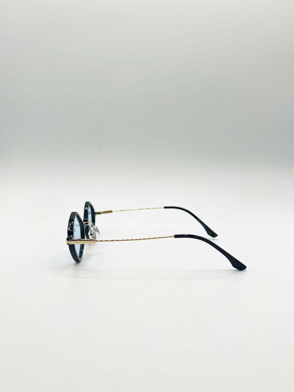 Svnx Diamond Shape Sunglasses In Black Blue