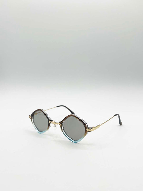 Svnx Diamond Shape Sunglasses In Brown Blue