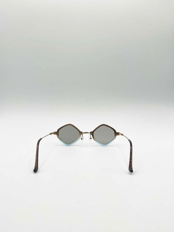 Svnx Diamond Shape Sunglasses In Brown Blue