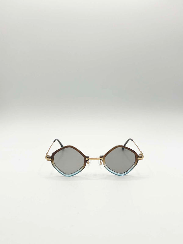 svnx Diamond Shape Sunglasses in Brown Blue