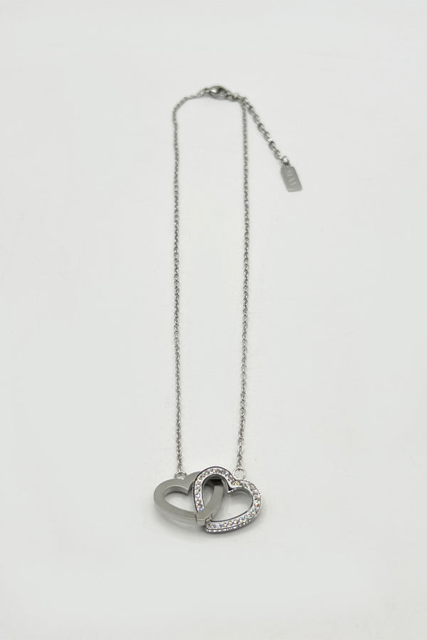 Svnx Double Heart Link Necklace With Gift Box
