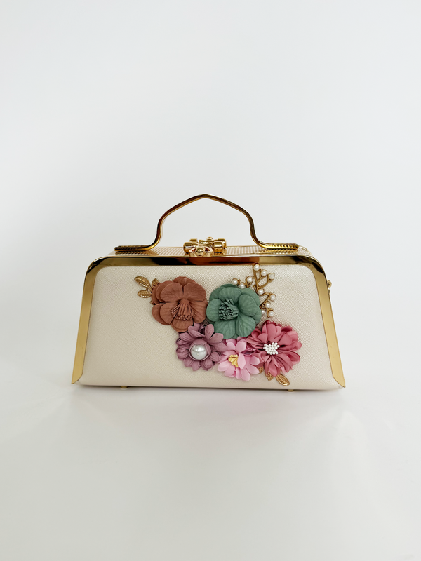 svnx Double Sided Box Clutch with Applique Floral