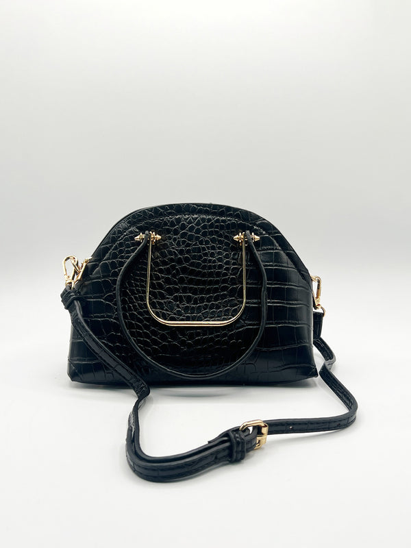 Svnx Dual Handle Croc Grab Bag In Black