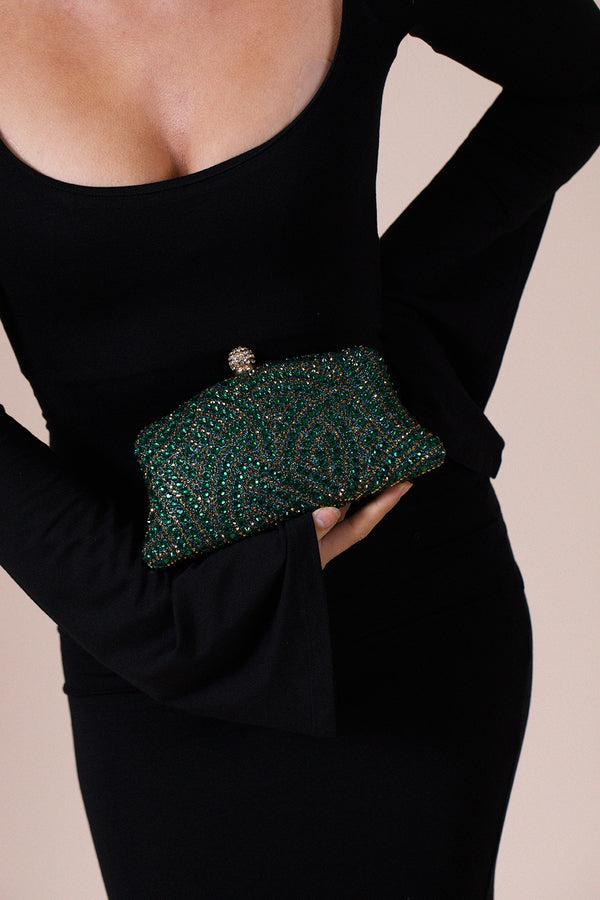 Svnx Embellished Clutch Bag In Green