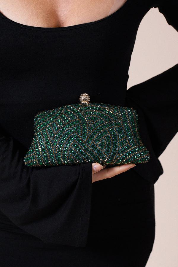 svnx Embellished Clutch Bag In Green